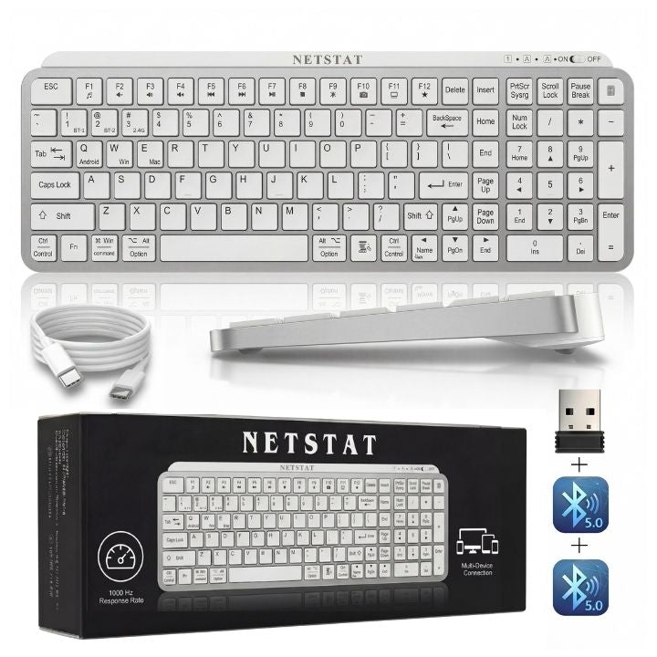 Tastatura Wireles Office NETSTAT®️, Alb