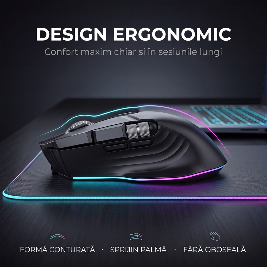 Mouse Wireless Office NETSTAT®️, Negru — imagine 10