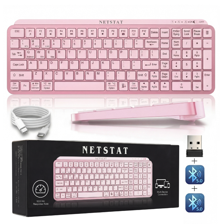 Tastatura Wireles Office NETSTAT®️, Roz