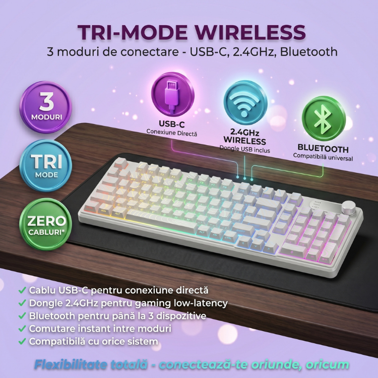 Tastatura Membrana FURYCUBE®️, Alb — imagine 3