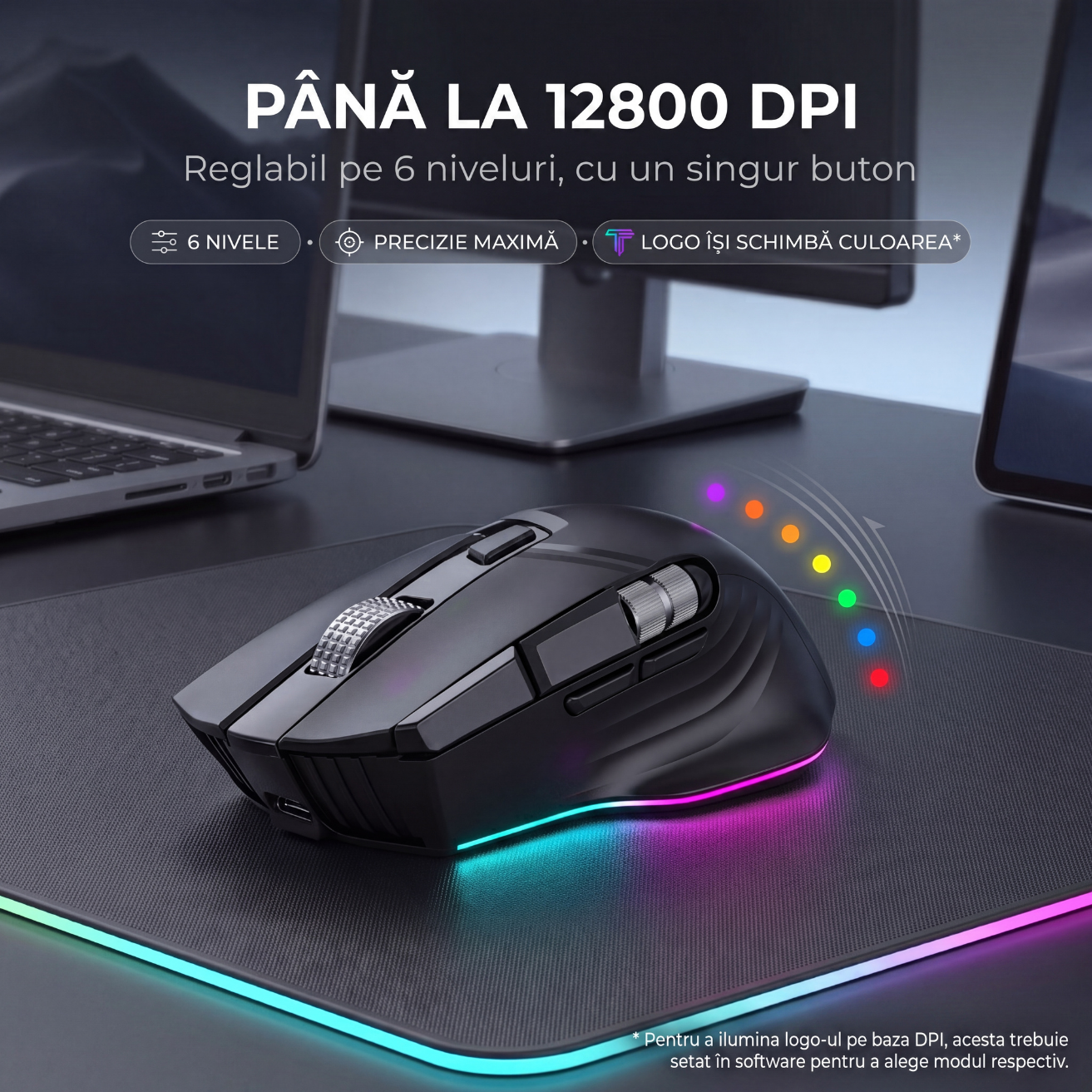 Mouse Wireless Office NETSTAT®️, Negru — imagine 2