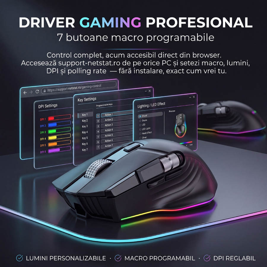 Mouse Wireless Office NETSTAT®️, Negru — imagine 4