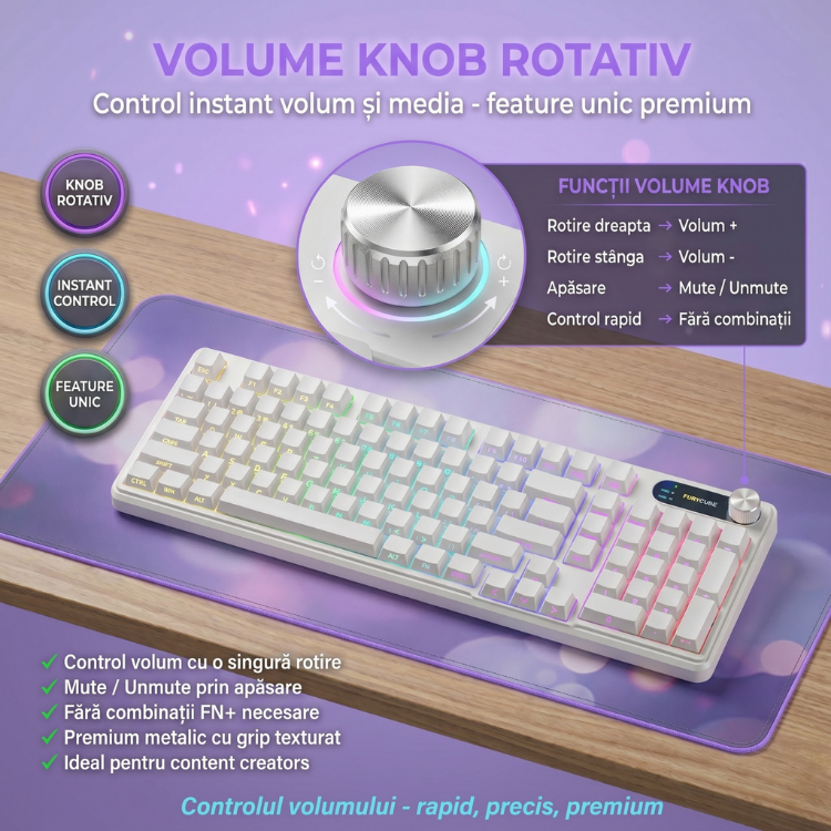 Tastatura Membrana FURYCUBE®️, Alb — imagine 6