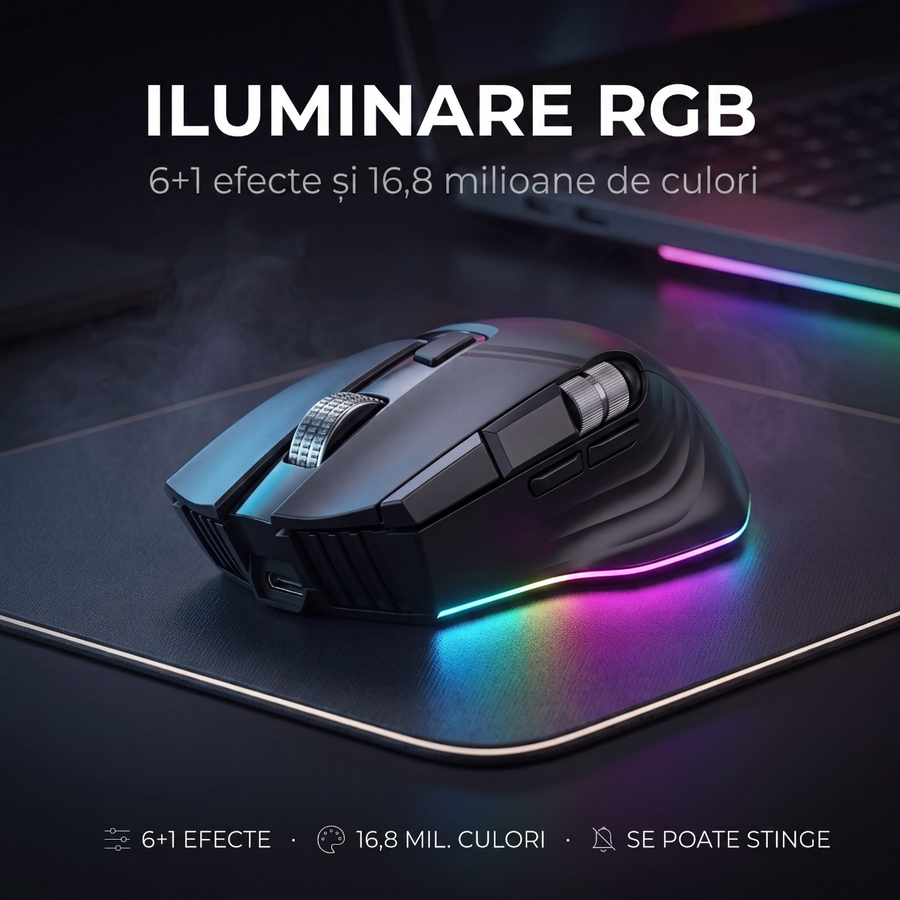 Mouse Wireless Office NETSTAT®️, Negru — imagine 7