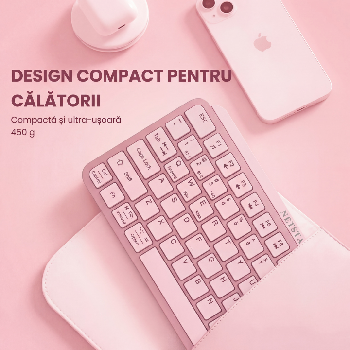 Tastatura Wireles Office NETSTAT®️, Roz — imagine 7