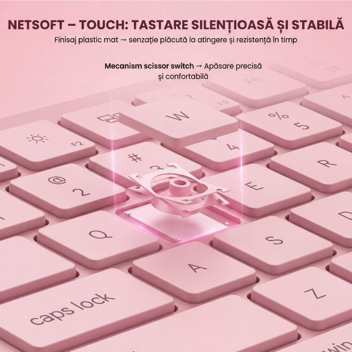 Tastatura Wireles Office NETSTAT®️, Roz — imagine 8