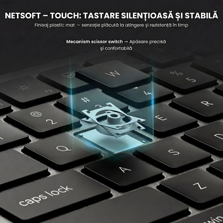 Tastatura Wireles Office NETSTAT®️, Negru — imagine 8