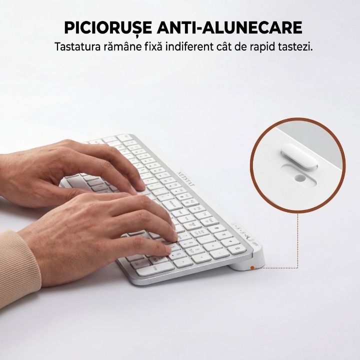 Tastatura Wireles Office NETSTAT®️, Alb — imagine 9