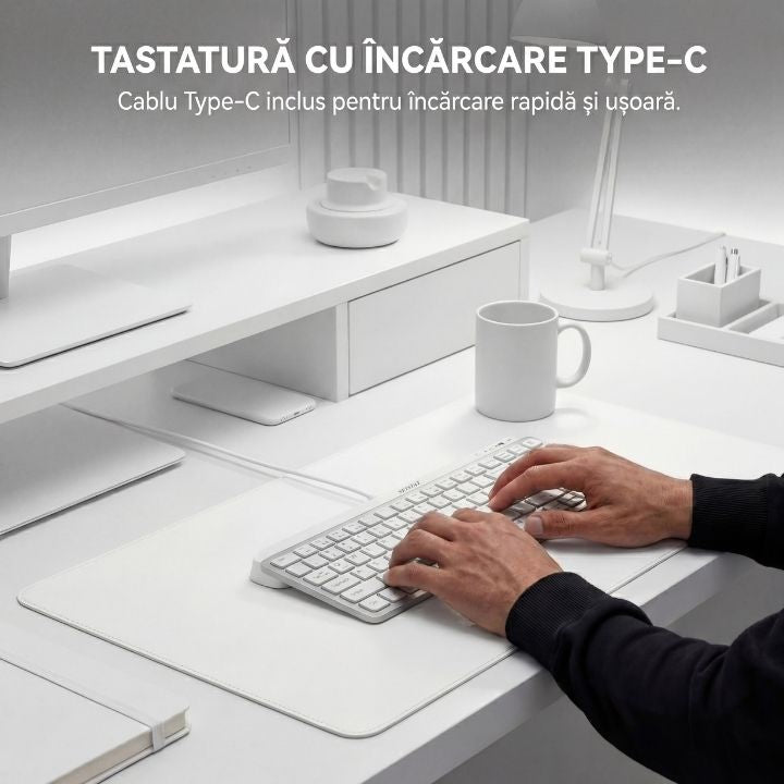 Tastatura Wireles Office NETSTAT®️, Alb — imagine 10