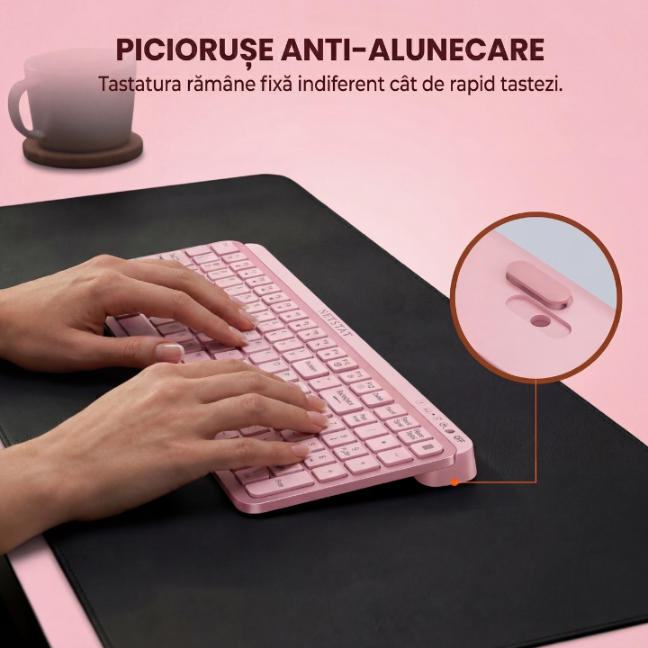Tastatura Wireles Office NETSTAT®️, Roz — imagine 10