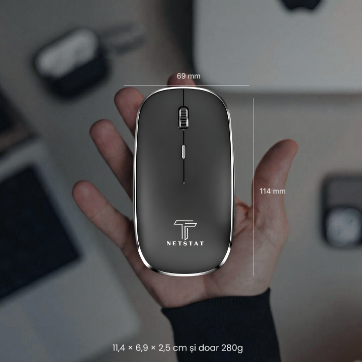Mouse Wireless Office NETSTAT®️, Negru