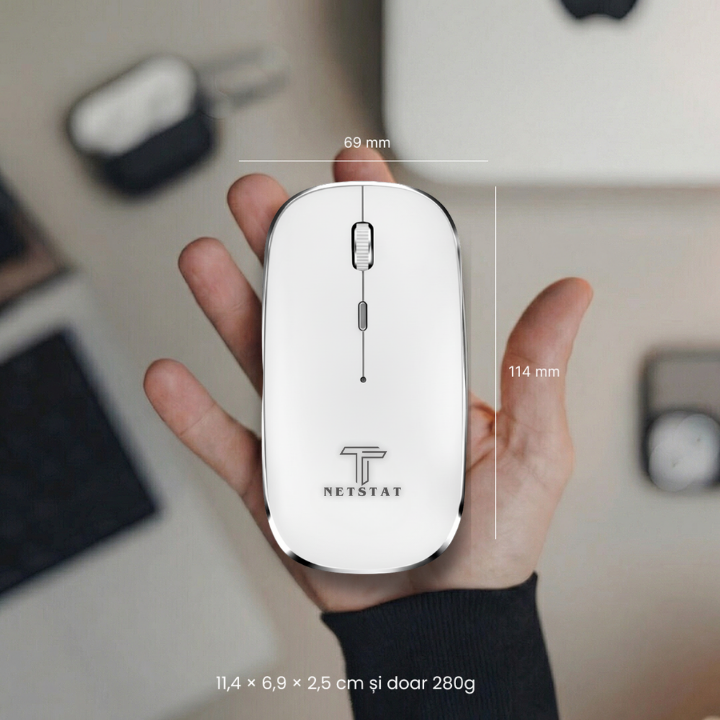 Mouse Wireless Office NETSTAT®️, Alb