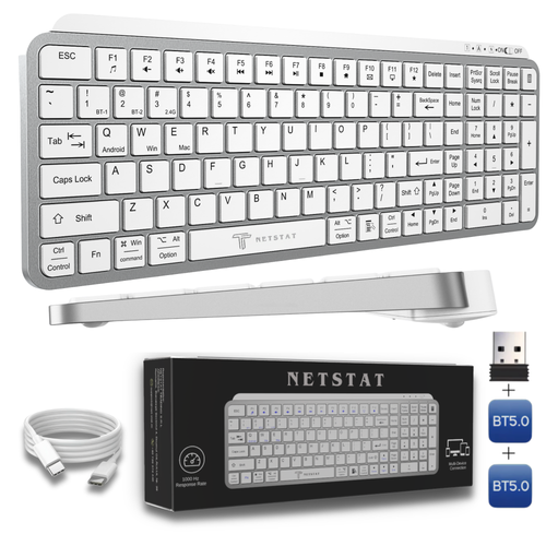 Tastatura Wireles Office NETSTAT®️, Alb