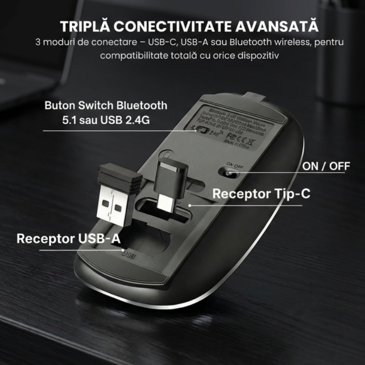 Mouse Wireless Office NETSTAT®️, Negru