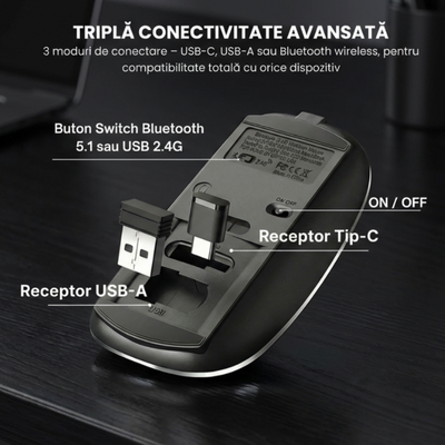 Mouse Wireless Office NETSTAT®️, Negru