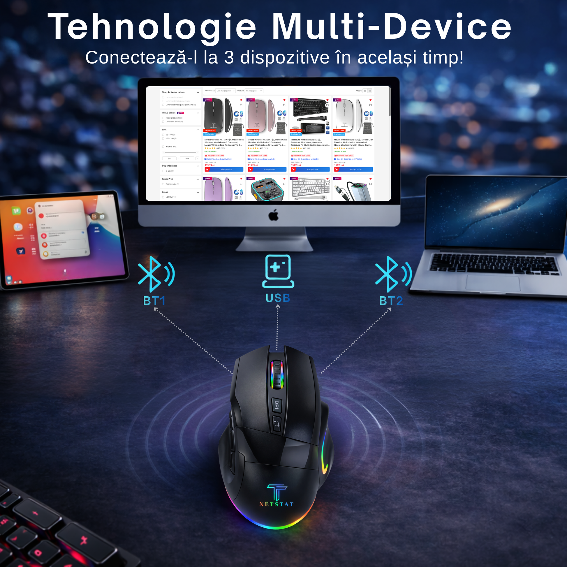 Mouse Gaming Pro RGB - vedere laterala
