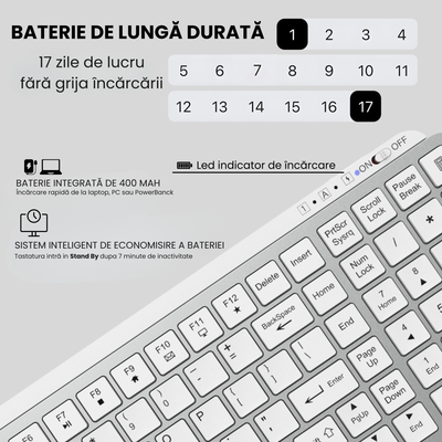 Tastatura Mecanica Pro Alb - vedere laterala