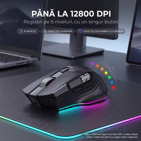 Mouse Wireless Office NETSTAT®️, Negru — imagine 2
