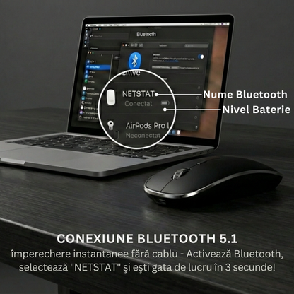 Mouse Wireless Office NETSTAT®️, Negru