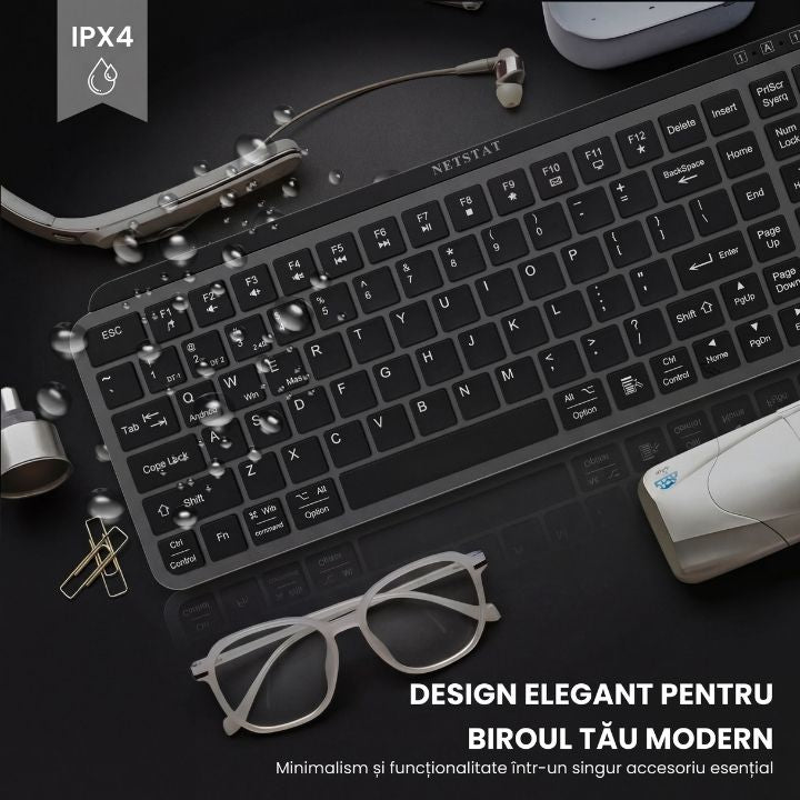 Tastatura Wireles Office NETSTAT®️, Negru — imagine 3