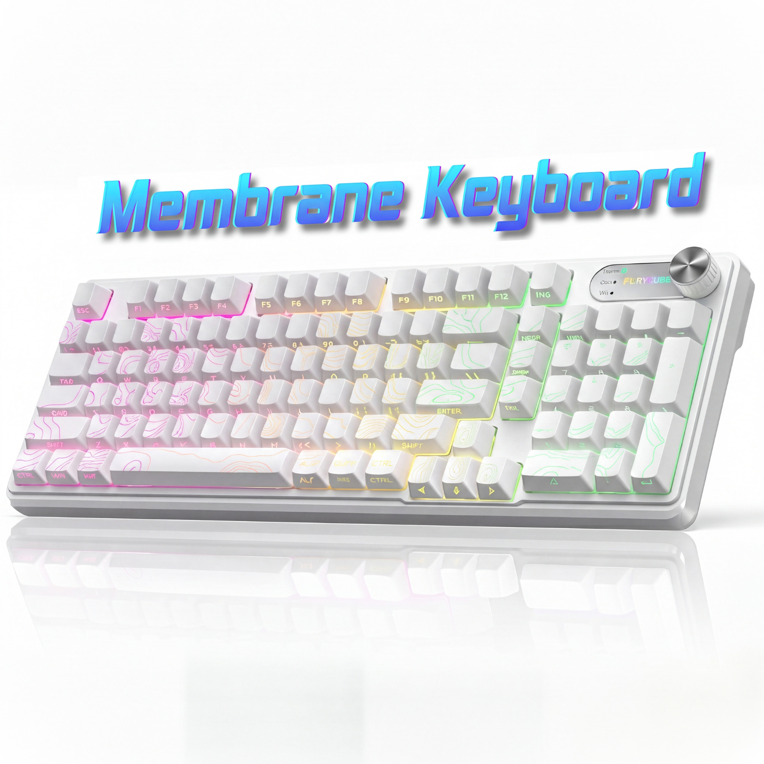 Tastatura Fara Fir Membrana FURYCUBE®️, Alb