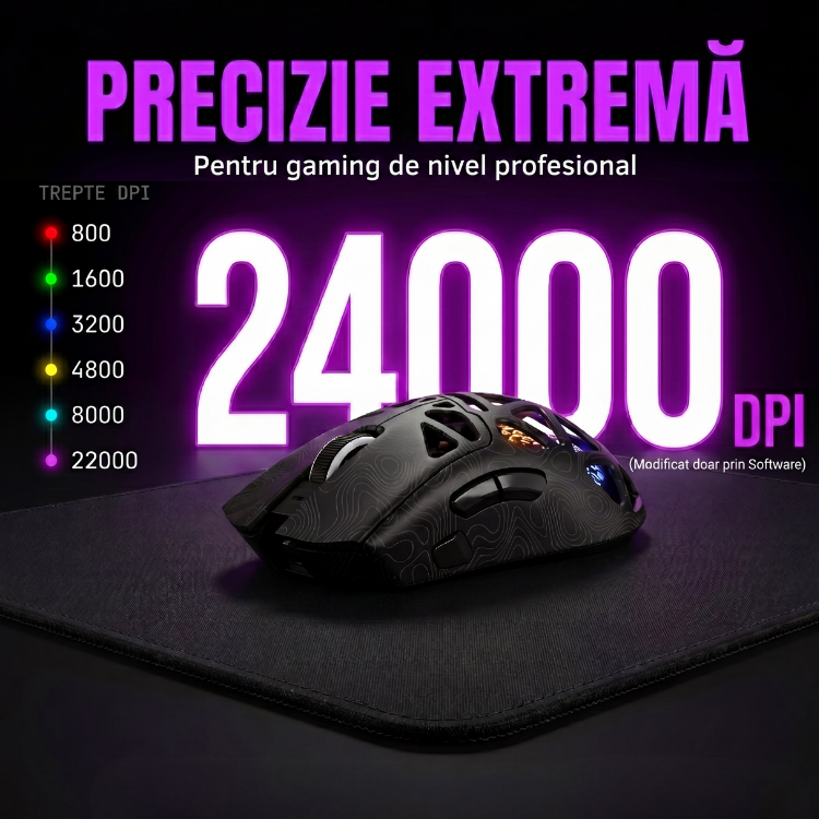 Mouse Wireless, Gaming FURYCUBE®️, Negru — imagine 5