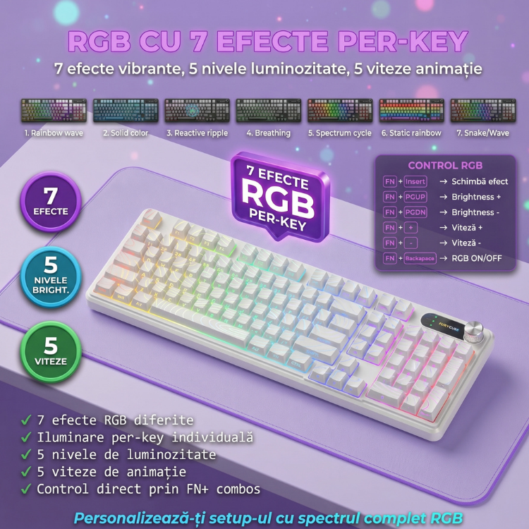 Tastatura Membrana FURYCUBE®️, Alb — imagine 7