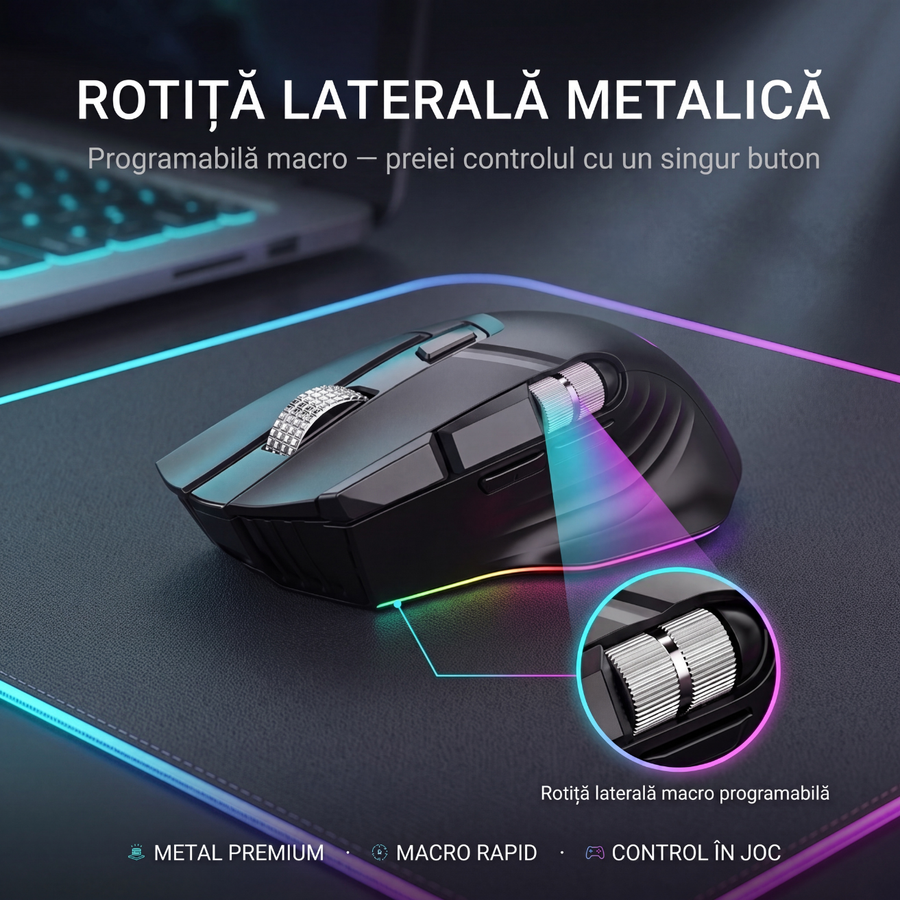 Mouse Wireless Office NETSTAT®️, Negru — imagine 6