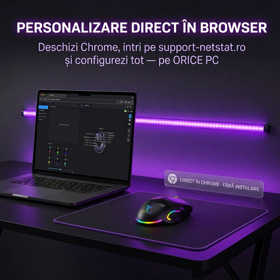 Mouse Wireless, Gaming NETSTAT®️, Negru — imagine 6