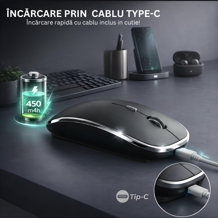 Mouse Wireless Office NETSTAT®️, Negru