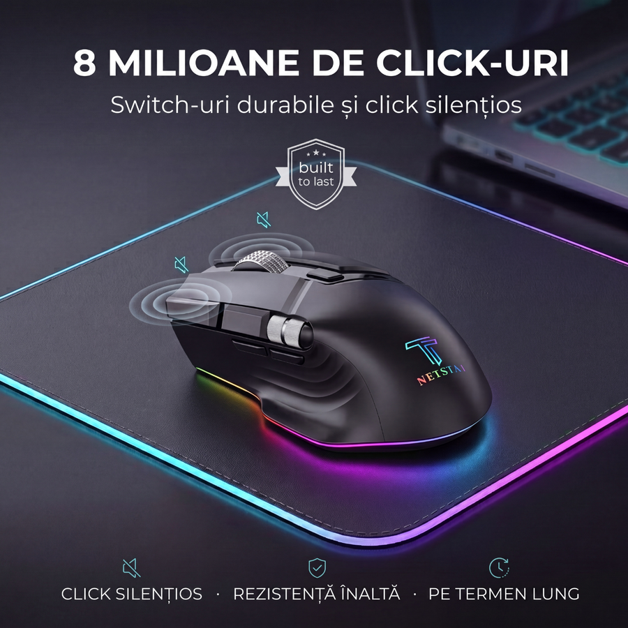 Mouse Wireless Office NETSTAT®️, Negru — imagine 8