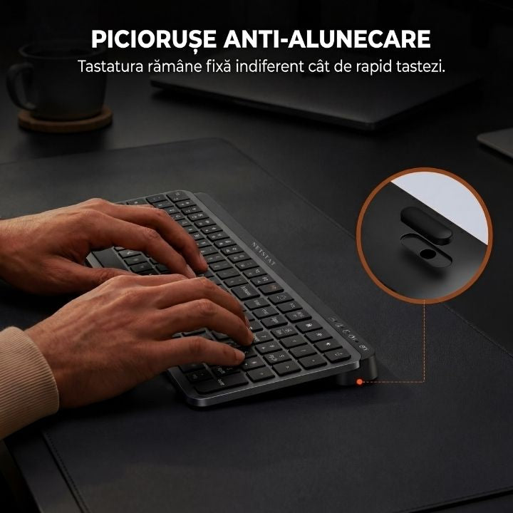 Tastatura Wireles Office NETSTAT®️, Negru — imagine 9