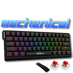 Tastatură Fara Fir Mecanica, NETSTAT®️, Negru