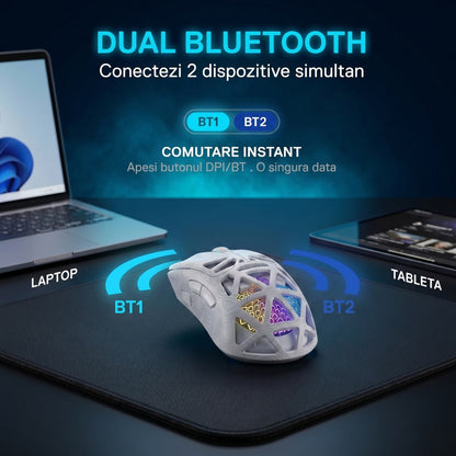 Mouse Wireless, Gaming FURYCUBE®️, Alb