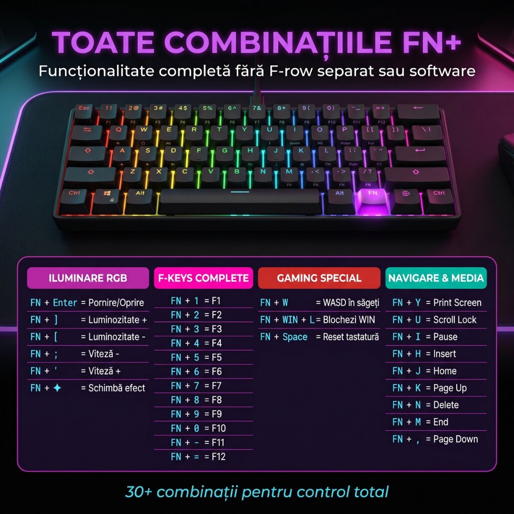 Tastatură cu Fir Mecanica, NETSTAT®️, Negru