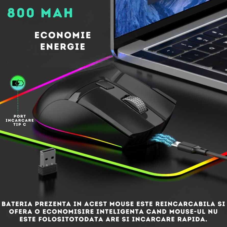 Mouse Wireless Office NETSTAT®️, Negru