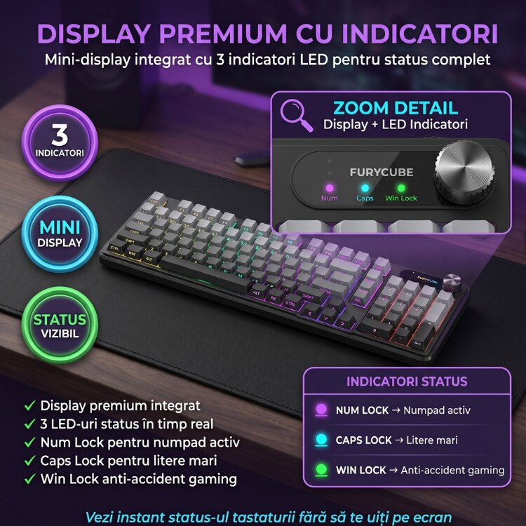 Tastatura Membrana FURYCUBE®️, Negru