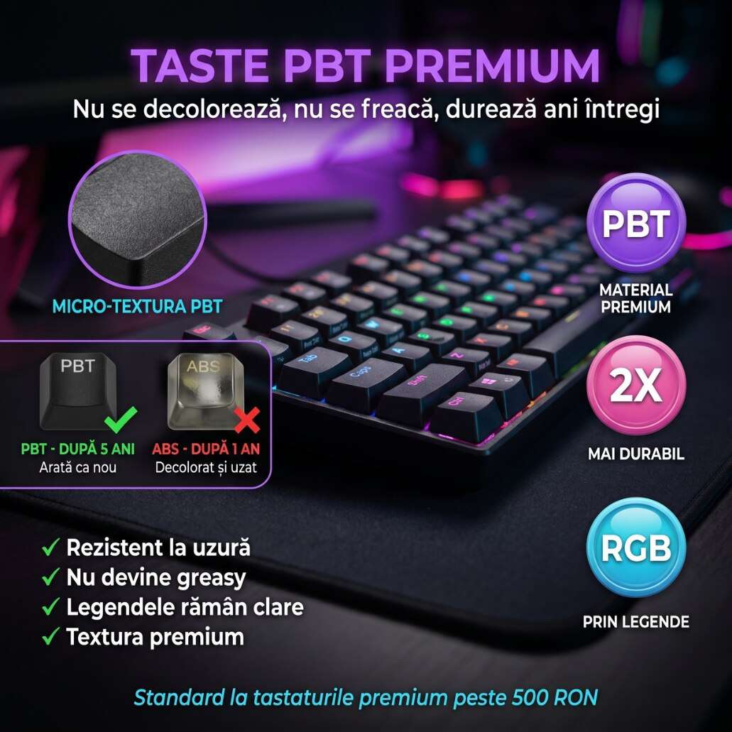 Tastatură cu Fir Mecanica, NETSTAT®️, Negru