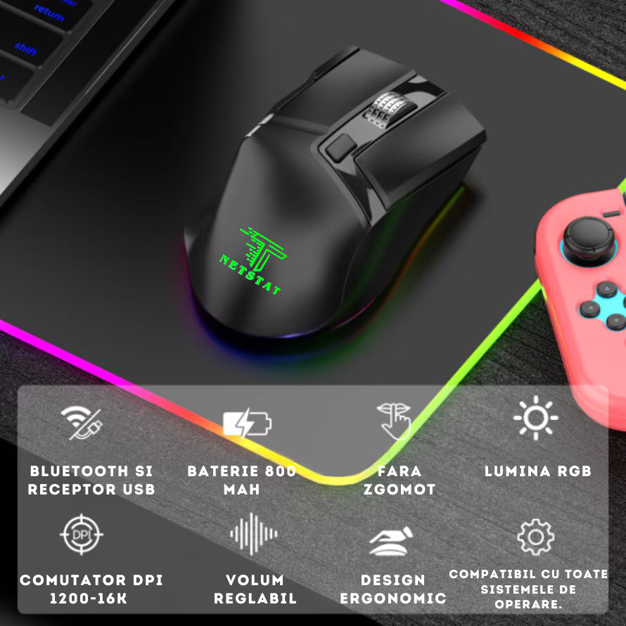 Mouse Wireless Office NETSTAT®️, Negru