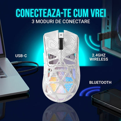 Mouse Wireless, Gaming FURYCUBE®️, Alb