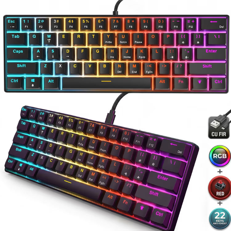 Tastatură cu Fir Mecanica, NETSTAT®️, Negru