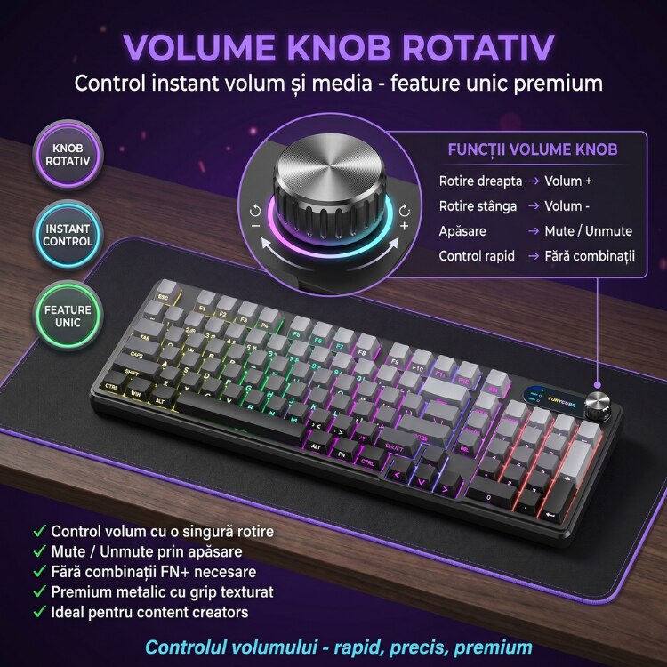 Tastatura Membrana FURYCUBE®️, Negru