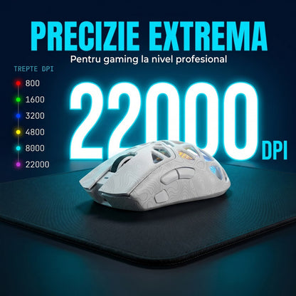 Mouse Wireless, Gaming FURYCUBE®️, Alb