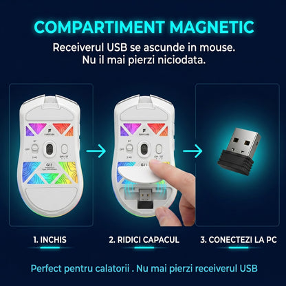 Mouse Wireless, Gaming FURYCUBE®️, Alb