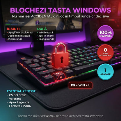 Tastatură cu Fir Mecanica, NETSTAT®️, Negru