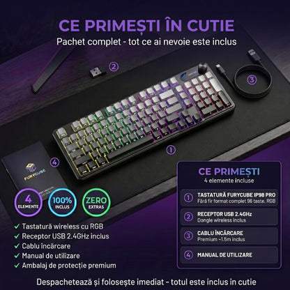 Tastatura Membrana FURYCUBE®️, Negru