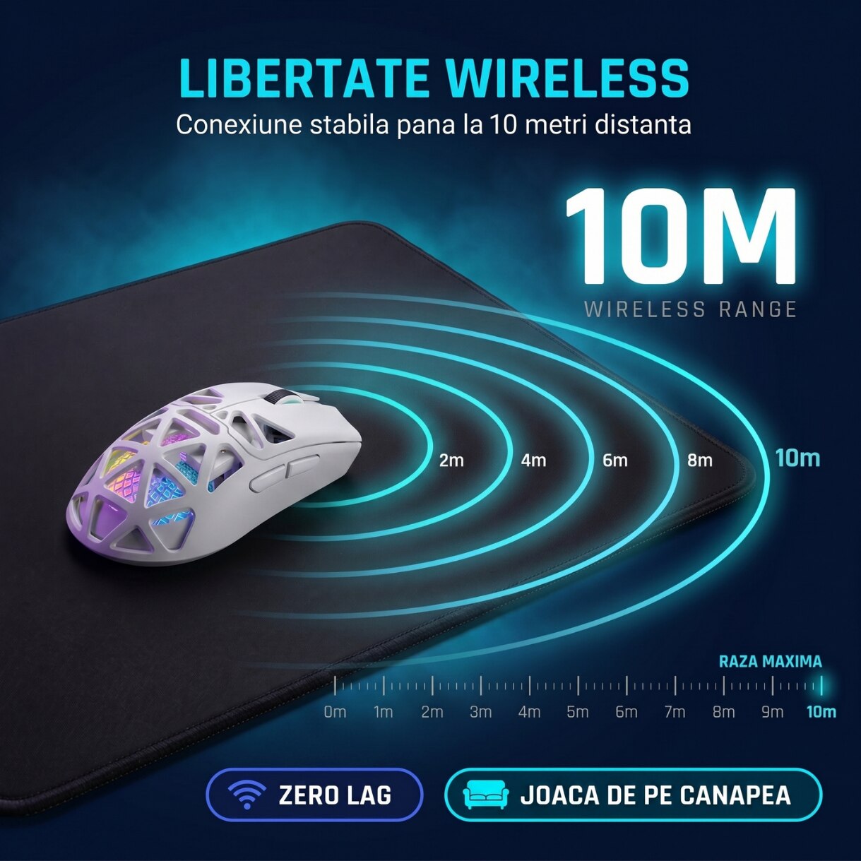 Mouse Wireless, Gaming FURYCUBE®️, Alb