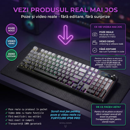 Tastatura Membrana FURYCUBE®️, Negru