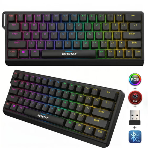 Tastatură Wireless Mecanica, NETSTAT®️, Negru